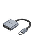 Conversor USB Tipo-C Vention BGZHA/ USB Tipo-C Macho - 2x USB Tipo-C Hembra (Audio y Carga)