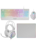 Pack Gaming Mars Gaming MCP124PROWES/ Teclado + Ratón Óptico + Auriculares + Alfombrilla/ Blanco