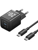 Cargador de Pared GaN Vention TZ-FEPB0-EU-01/ 1xUSB Tipo-C + Cable USB Tipo-C/ 20W