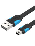Cable USB 2.0 Vention VAS-A14-B050/ MiniUSB Macho - USB Macho/ Hasta 10W/ 480Mbps/ 50cm/ Azul y Negro