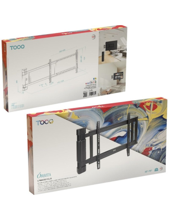 Soporte de Pared Eléctrico Giratorio TooQ LPM4381XL-B para TV de 32-75"/ hasta 50kg