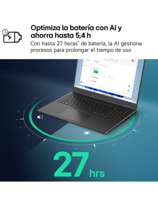 Portátil LG Gram 15Z80T-G.AU88B Ryzen AI 7-350/ 32GB/ 1TB SSD/ 15.6"/ Win11