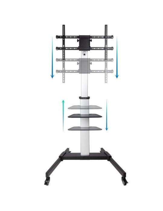 Soporte de Suelo Inclinable/ Ajustable con Ruedas TooQ FS1886M-B para TV de 37-86"/ hasta 50kg
