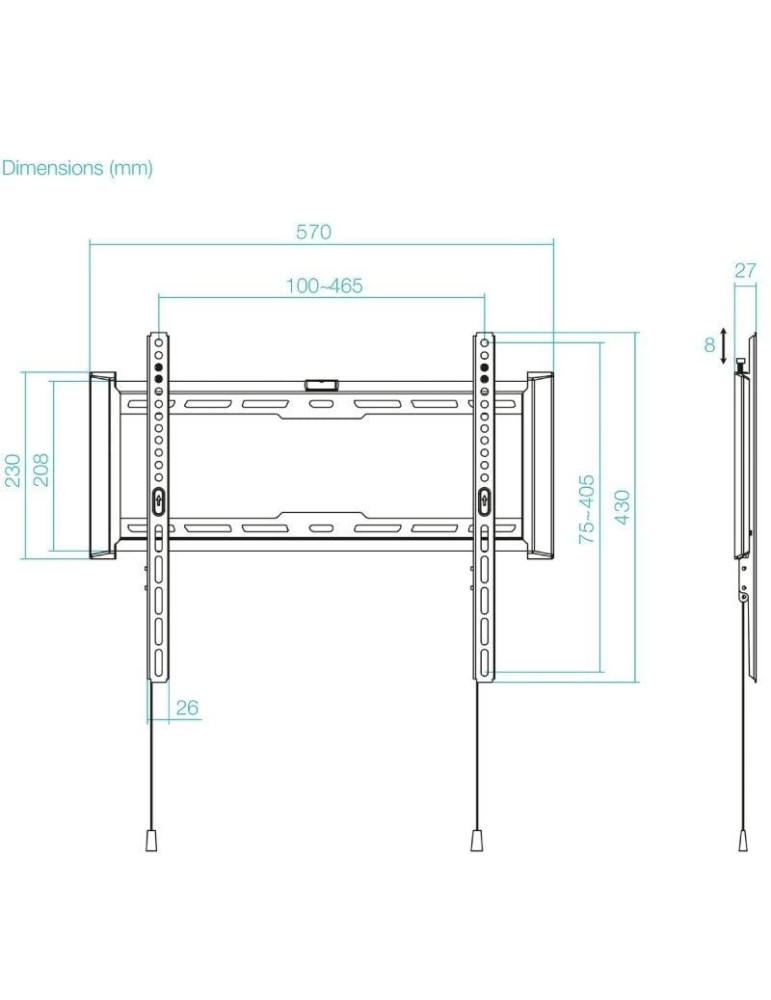 Soporte de Pared Fijo TooQ LP1073F-B para TV de 32-70"/ hasta 75kg