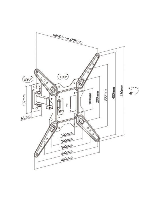 Soporte de Pared Extensible/ Giratorio/ Inclinable/ Aisens WT55TSE-151 para TV de 23-55"/ hasta 30kg