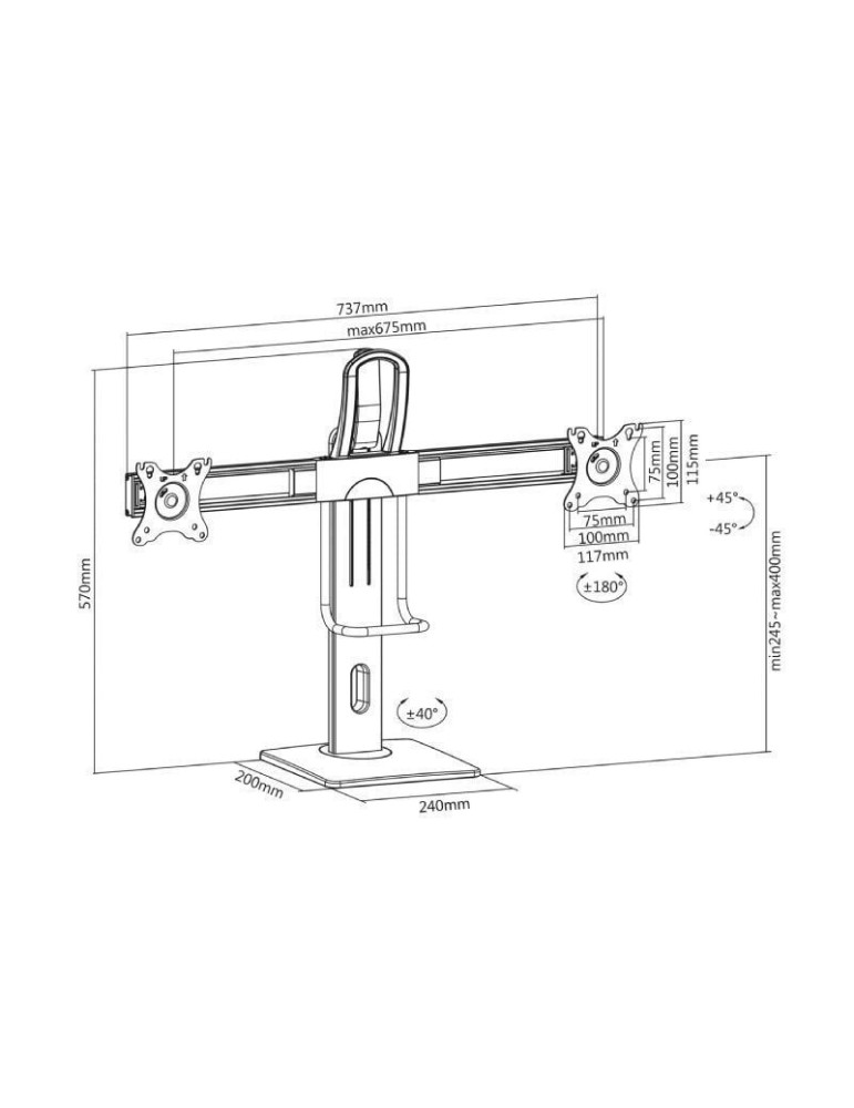 Soporte de Sobremesa con Contrapeso para 2 Monitores Aisens DT27TSR-065/ Giratorio/ Inclinable/ hasta 6kg