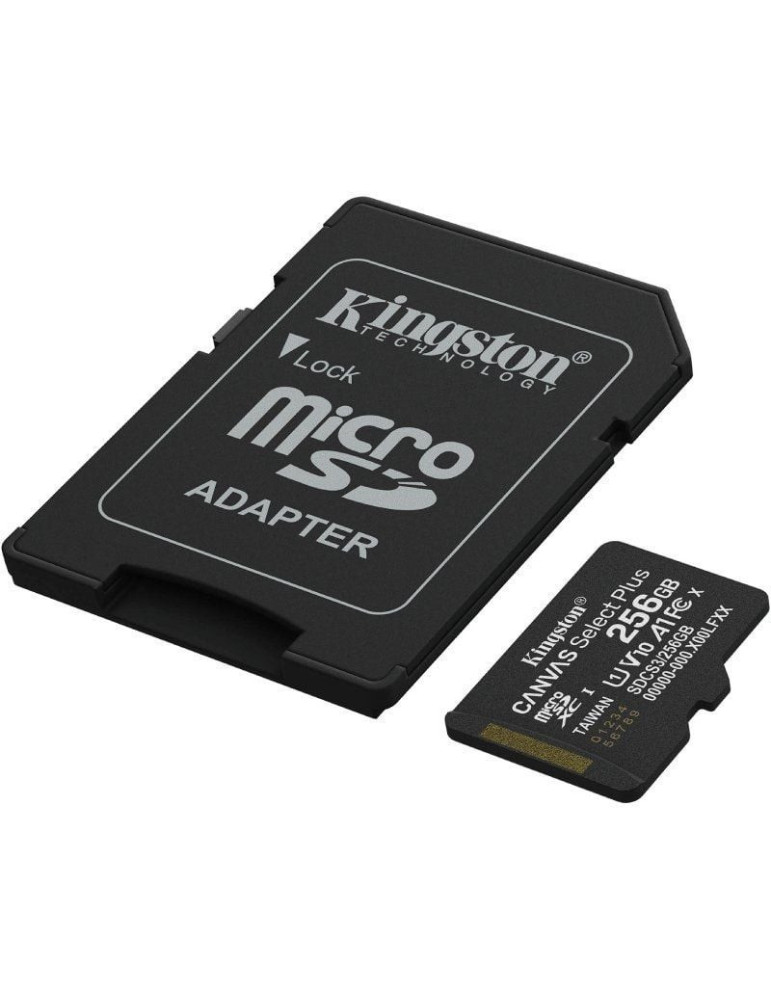 Tarjeta de Memoria Kingston CANVAS Select Plus 256GB microSD XC con Adaptador/ Clase 10/ 150MBs
