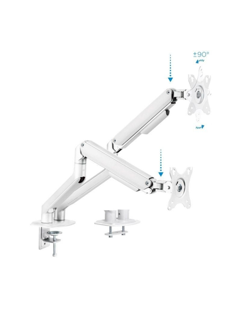Soporte de Mesa para 2 Monitores TooQ DB4132TNR-W/ Giratorio/ Inclinable/ hasta 9kg