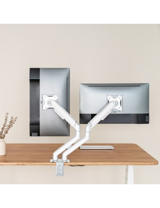 Soporte de Mesa para 2 Monitores TooQ DB4132TNR-W/ Giratorio/ Inclinable/ hasta 9kg