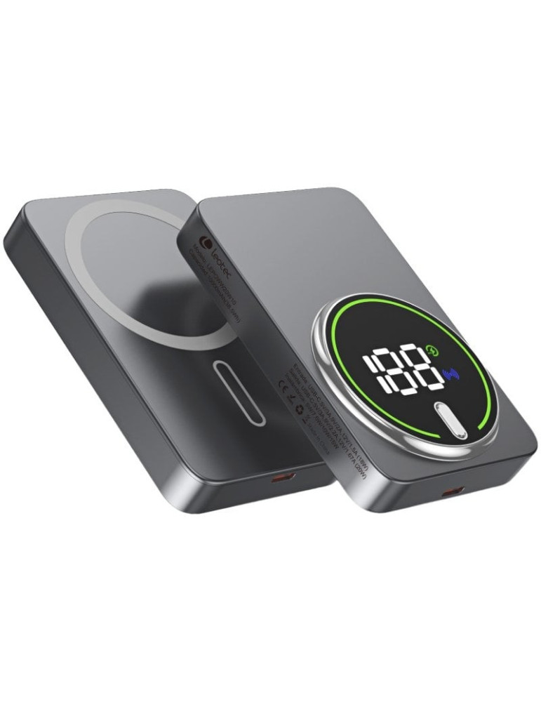 Powerbank 10000mAh Leotec LEPOWW20W10G/ 20W/ Wireless/ Gris/ Incluye Cable USB Tipo-C