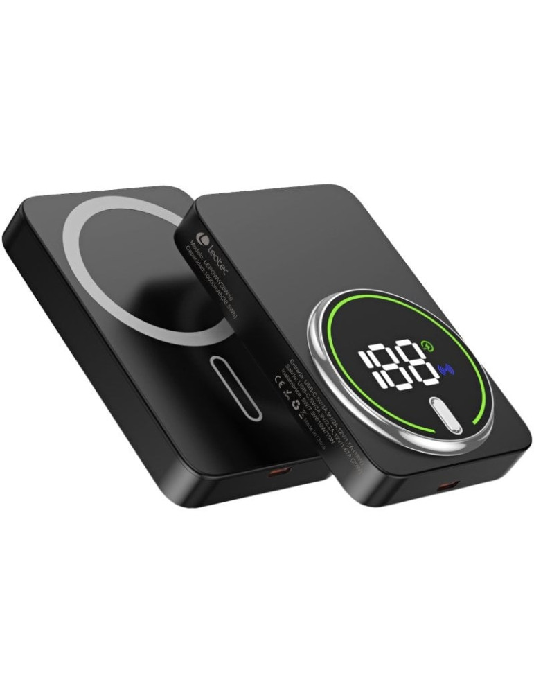 Powerbank 10000mAh Leotec LEPOWW20W10K/ 20W/ Wireless/ Negra/ Incluye Cable USB Tipo-C
