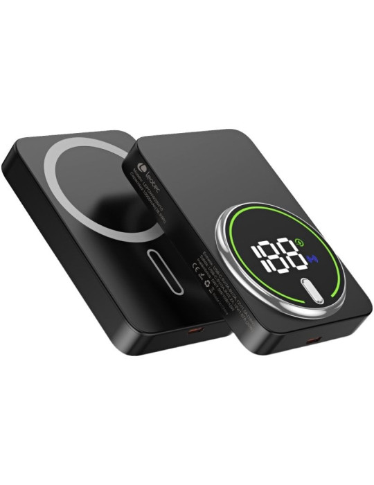 Powerbank 10000mAh Leotec LEPOWW20W10K/ 20W/ Wireless/ Negra/ Incluye Cable USB Tipo-C