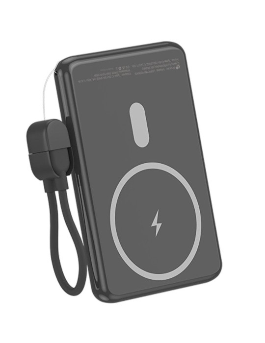 Powerbank 5000mAh Leotec LEPOWW20W5K/ 20W/ Wireless/ Negra/ Incluye Cable USB Tipo-C