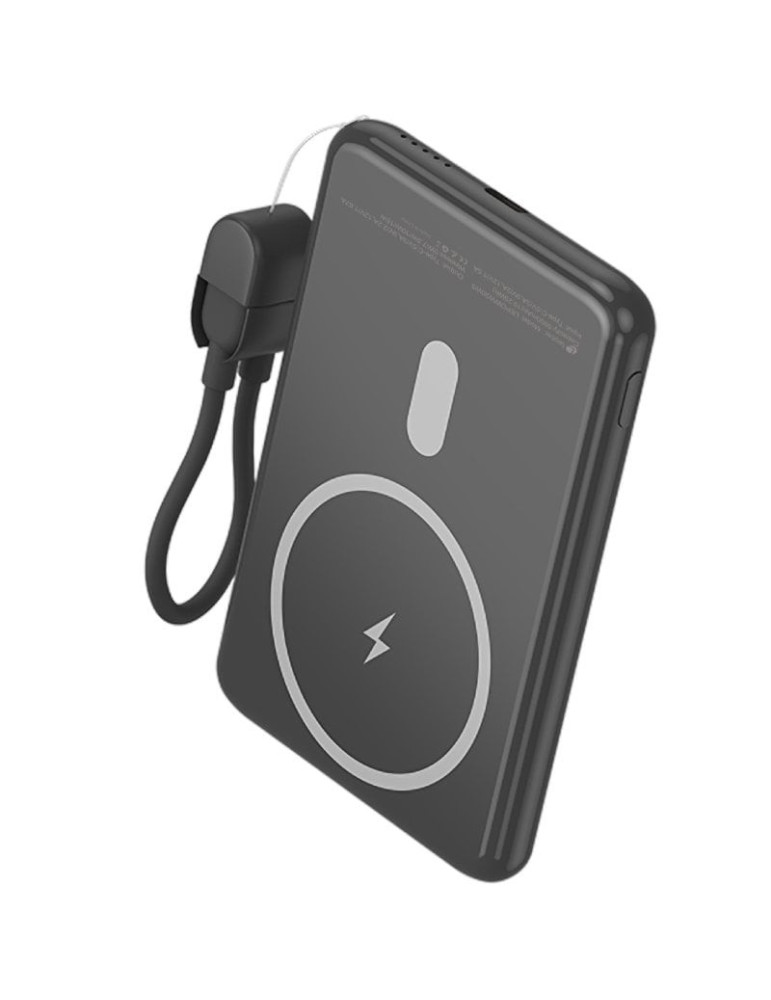 Powerbank 5000mAh Leotec LEPOWW20W5K/ 20W/ Wireless/ Negra/ Incluye Cable USB Tipo-C