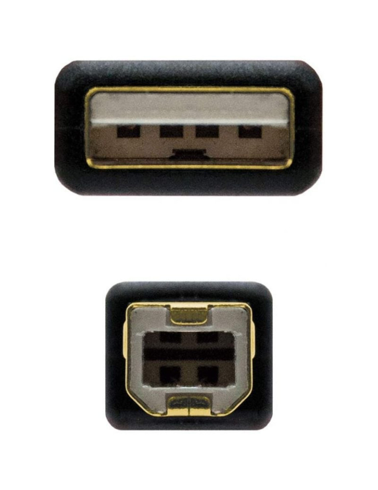 Cable USB 2.0 Impresora Nanocable 10.01.1203/ USB Tipo-B Macho - USB Macho/ 3m/ Negro