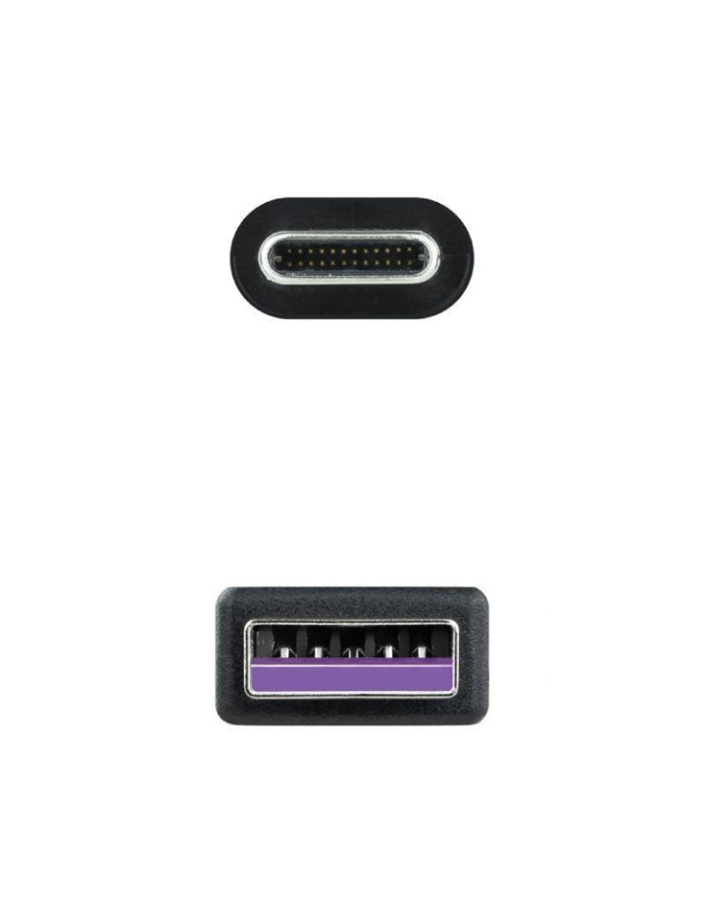 Cable USB 2.0 Nanocable 10.01.2101-L150/ USB Tipo-C Macho - USB Macho/ 480Mbps/ 1.5m/ Negro
