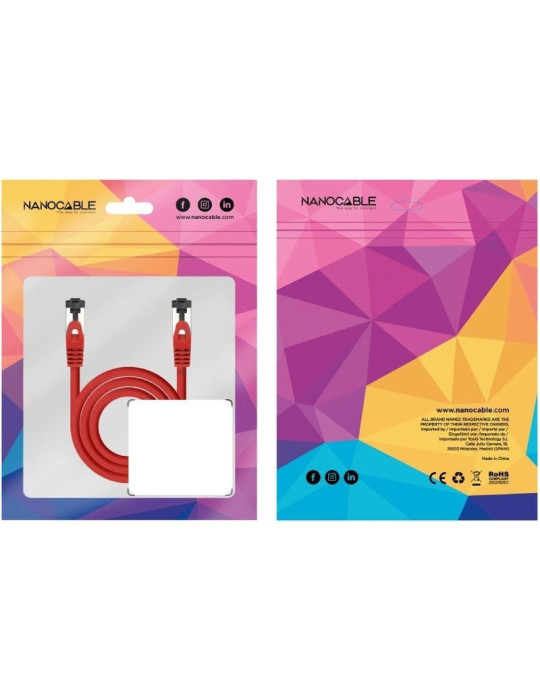 Cable de Red RJ45 SSTP Nanocable 10.20.2001-R Cat.8.1/ 1m/ Rojo