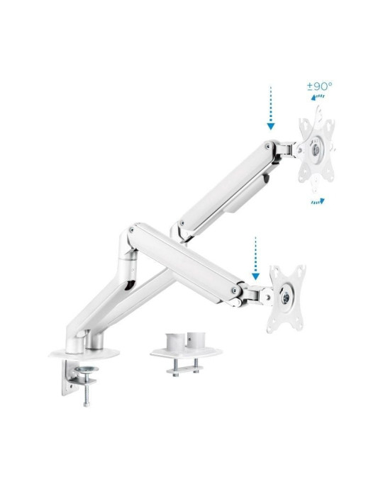Soporte de Mesa para 2 Monitores TooQ DB4132TNR-W/ Giratorio/ Inclinable/ hasta 9kg