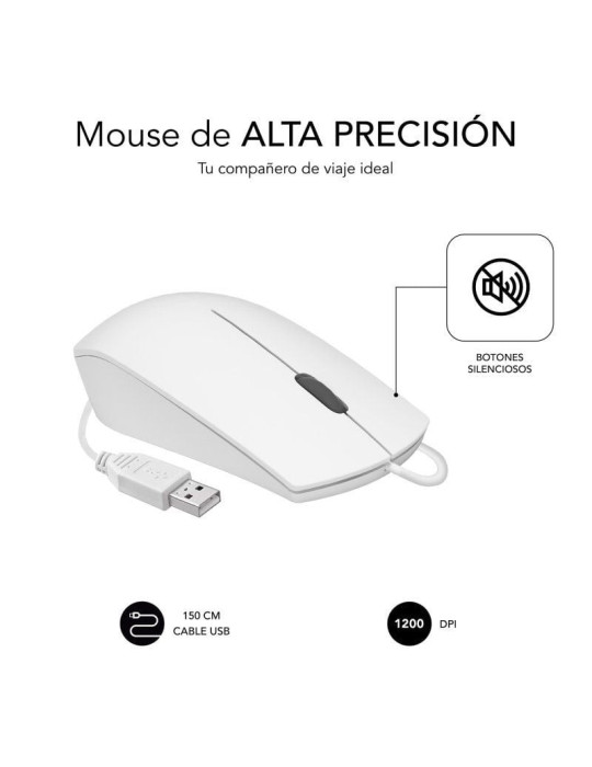 Ratón Subblim Business Silencioso/ Hasta 1200 DPI/ Blanco