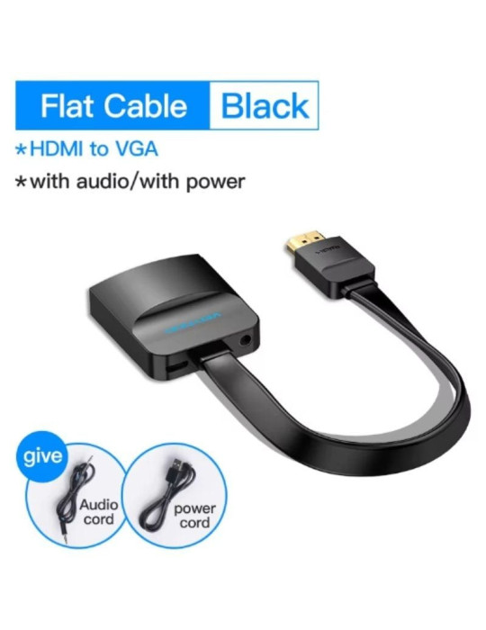 Cable Conversor Vention 74346/ HDMI Macho/ VGA Hembra - Jack 3.5 Hembra/ 20cm/ Negro