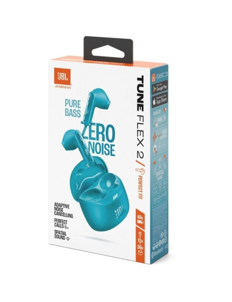 Auriculares Bluetooth JBL Tune Flex 2 con estuche de carga/ Autonomía 12h/ Azul Turquesa