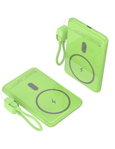 Powerbank 5000mAh Leotec LEPOWW20W5G/ 20W/ Wireless/ Verde/ Incluye Cable USB Tipo-C