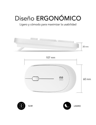 Teclado y Ratón Subblim Combo Business Slim Silencioso Inalámbrico/ Blanco 2