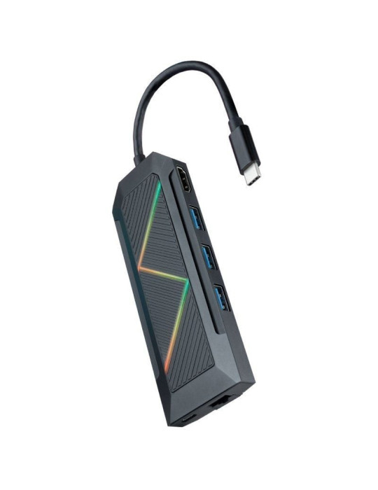 Docking USB Tipo-C Nanocable 10.16.0801/ 3xUSB/ 1xUSB Tipo-C PD/ 1xHDMI/ 1xRJ45/ 1xLector Tarjetas SD TF