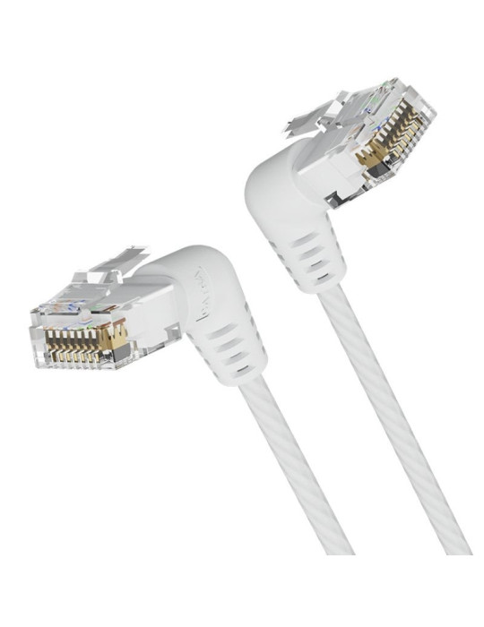 Cable de Red RJ45 UTP Vention IBOWI Cat.6A/ 3m/ Cabeza Rotatoria 360 / Blanco