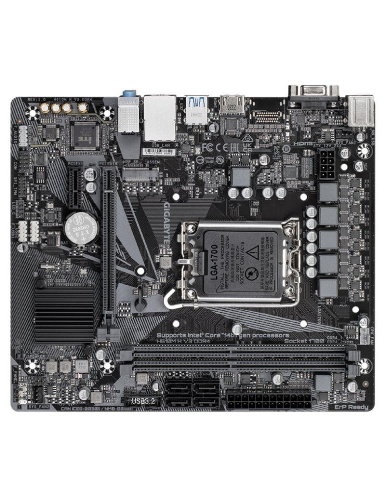 Placa Base Gigabyte H610M H V3 DDR4 Socket 1700/ DDR4/ PCIe 4.0/ Micro ATX
