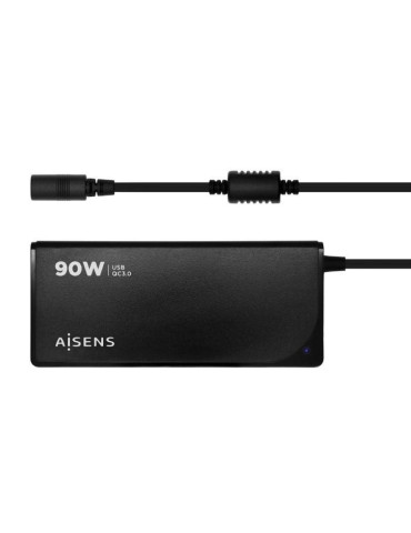 Cargador de Portátil Aisens ASLC-90WAUTO-BK/ 1xUSB/ 90W/ Automático/ 12 Conectores/ Voltaje 15-20V