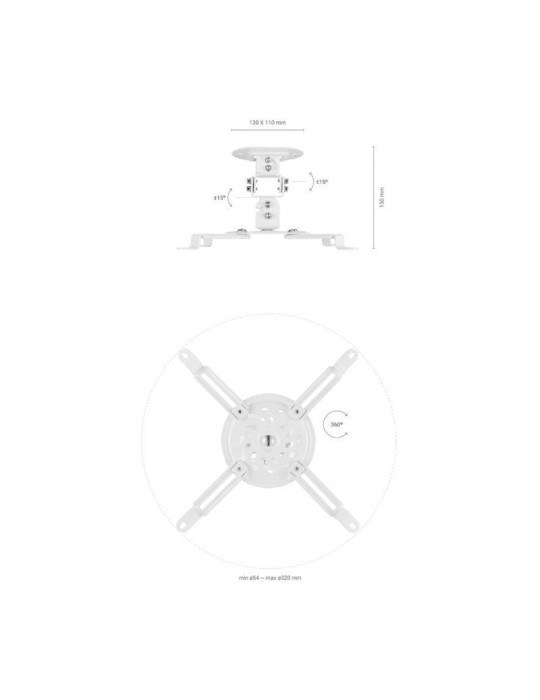 Soporte de Techo/ Pared para Proyector Aisens CP03TSR-129/ Giratorio/ Inclinable/ hasta 13.5kg
