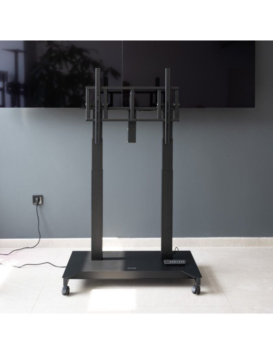 Soporte de Suelo Eléctrico/ Inclinable/ Ajustable con Ruedas TooQ UROS FSM03-B para TV 52-84"/ hasta 100kg
