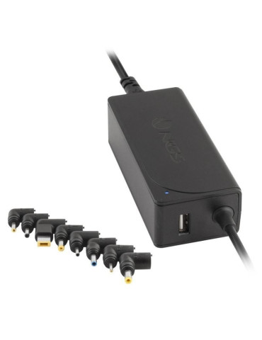 Cargador de Portátil NGS W-45W/ 1xUSB/ 45W/ Automático/ 8 Conectores/ Voltaje 19-20V