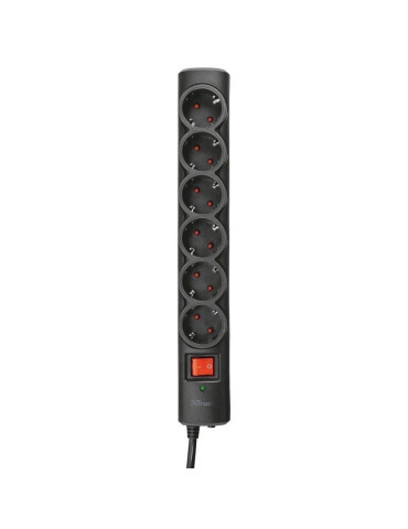 Regleta con interruptor Trust 21059/ 6 Tomas de corriente/ Cable 1.8m/ Negra 2