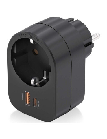 Enchufe Aisens ASPS-1A1C07-BK/ 1 Toma de Corriente/ 1 USB Tipo-C PD/ 1 USB/ Negro 2