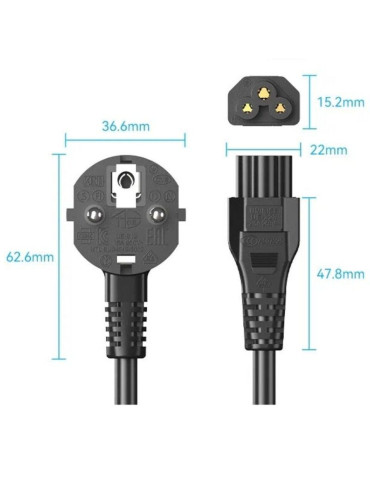 Cable de Alimentación Vention ZCKBAC/ IEC C5 Hembra - CEE7 Macho/ 1.8m/ Negro 2