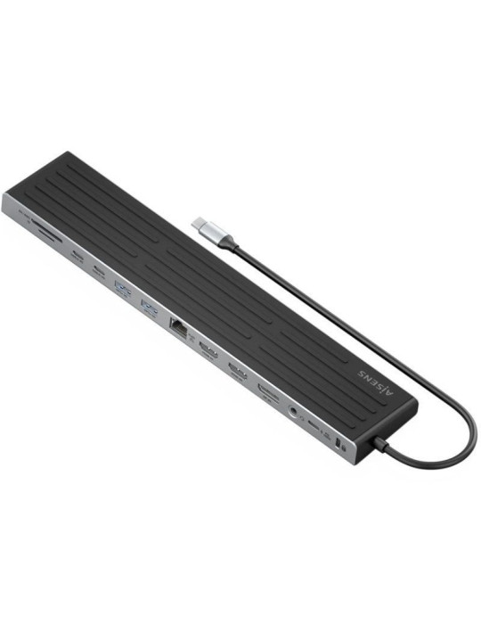 Docking USB Tipo-C Aisens ASUC-13P042-GR/ 2xUSB Tipo-C/ 1xUSB Tipo-C PD/ 2xUSB/ 2xHDMI/ 1xDisplayPort/ 1xLector de Tarjetas/ 1xJ
