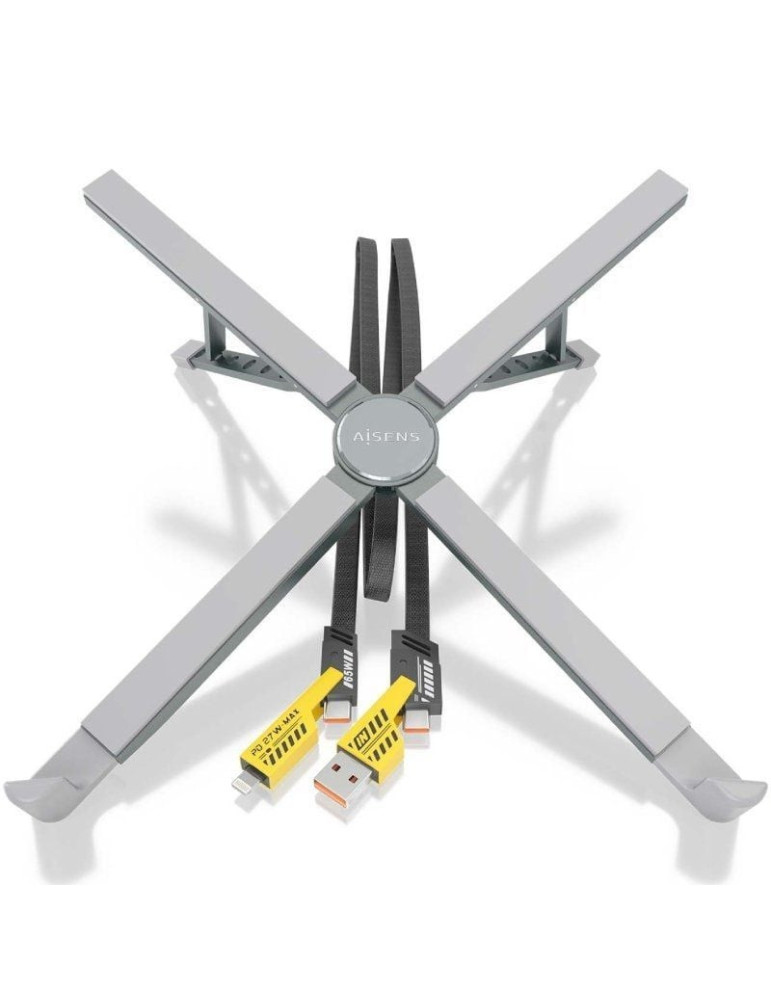 Soporte de Mesa - Docking USB Tipo-C Aisens ASUC-4P021-GR/ 2xUSB/ 1xUSB Tipo-C/ 1xUSB Tipo-C PD/ Gris
