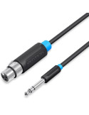 Cable Estéreo Vention BBEBI/ Jack 6.5 Macho - XLR Hembra/ 3m/ Negro