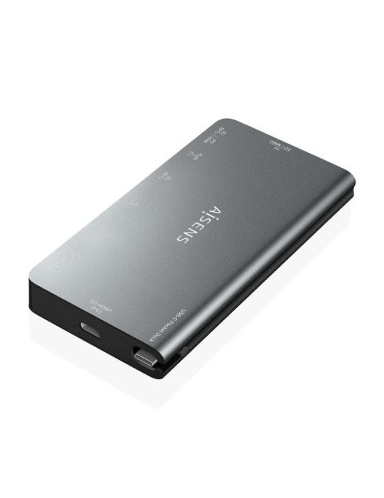Docking USB Tipo-C Aisens ASUC-8P015-GR/ 1xHDMI 4K/ 3xUSB/ 1xRJ45/ 1xLector Tarjetas / 1xUSB Tipo-C/ Gris