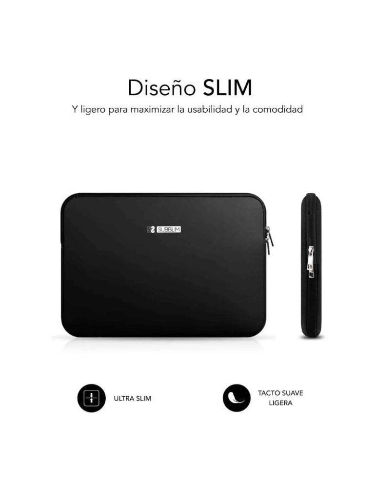 Funda Subblim Business Laptop Sleeve Neoprene V2 para Portátiles hasta 15.6"/ Negra