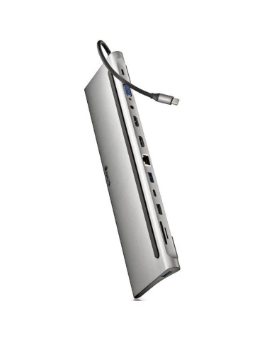 Docking USB Tipo-C NGS WonderDock12/ 3xUSB/ 2xHDMI 4K/ 1xVGA/ 1xRJ45/ 1xLector de Tarjetas/ 1xJack 3.5/ 1xUSB Tipo-C PD/ Gris 2