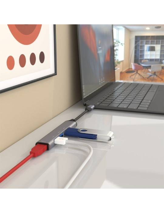 Hub USB Tipo-C Aisens A109-0541/ 4xUSB/ Gris