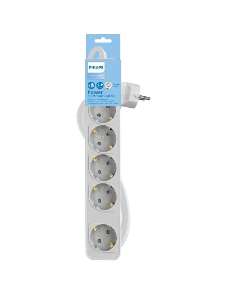 Regleta con Interruptor Philips CHP2154W/12/ 5 Tomas de corriente/ Cable 1.5m/ Blanco