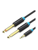 Cable Estéreo Vention BACBH/ Jack 3.5 Macho - 2x Jack 6.5 Macho/ 2m/ Negro