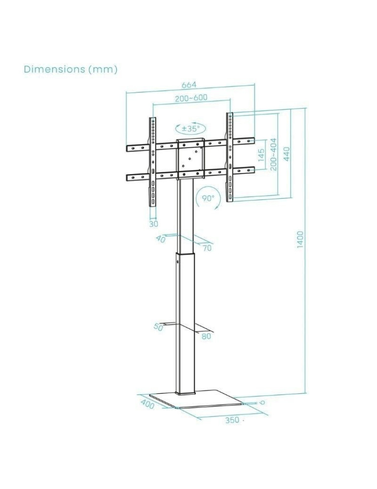 Soporte de Suelo Giratorio/Rotable TooQ FS2286M-B para TV 37-70"/ hasta 40kg