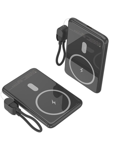 Powerbank 5000mAh Leotec LEPOWW20W5K/ 20W/ Wireless/ Negra/ Incluye Cable USB Tipo-C