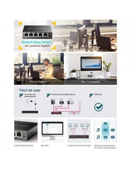 Switch TP-Link Easy Smart TL-SG105E V2 5 Puertos/ RJ-45 10/100/1000