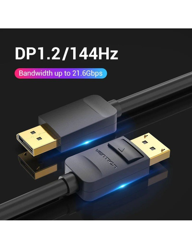 Cable DisplayPort 1.2 4K Vention HACBG/ DisplayPort Macho - DisplayPort Macho/ 1.5m/ Negro
